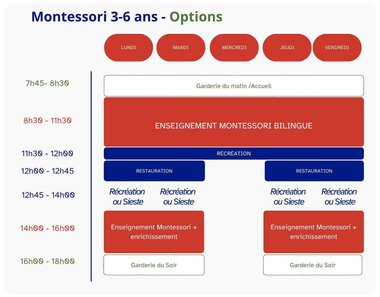 Emploi du temps Montessori Montreux Temps plein FR